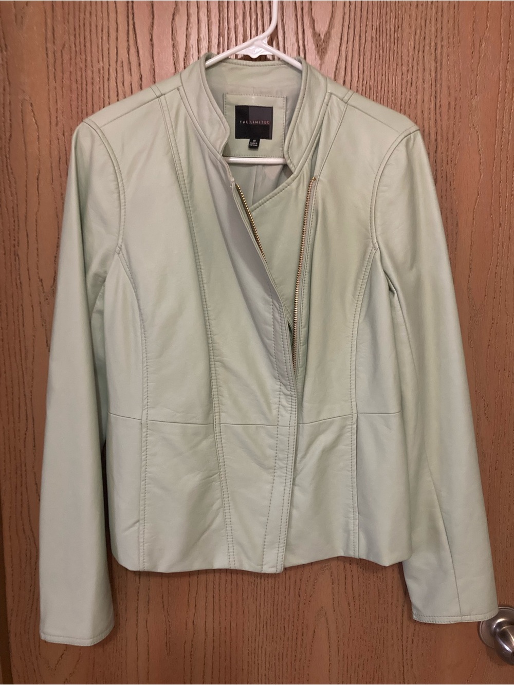 The Limited Mint Green Leather Moto Jacket